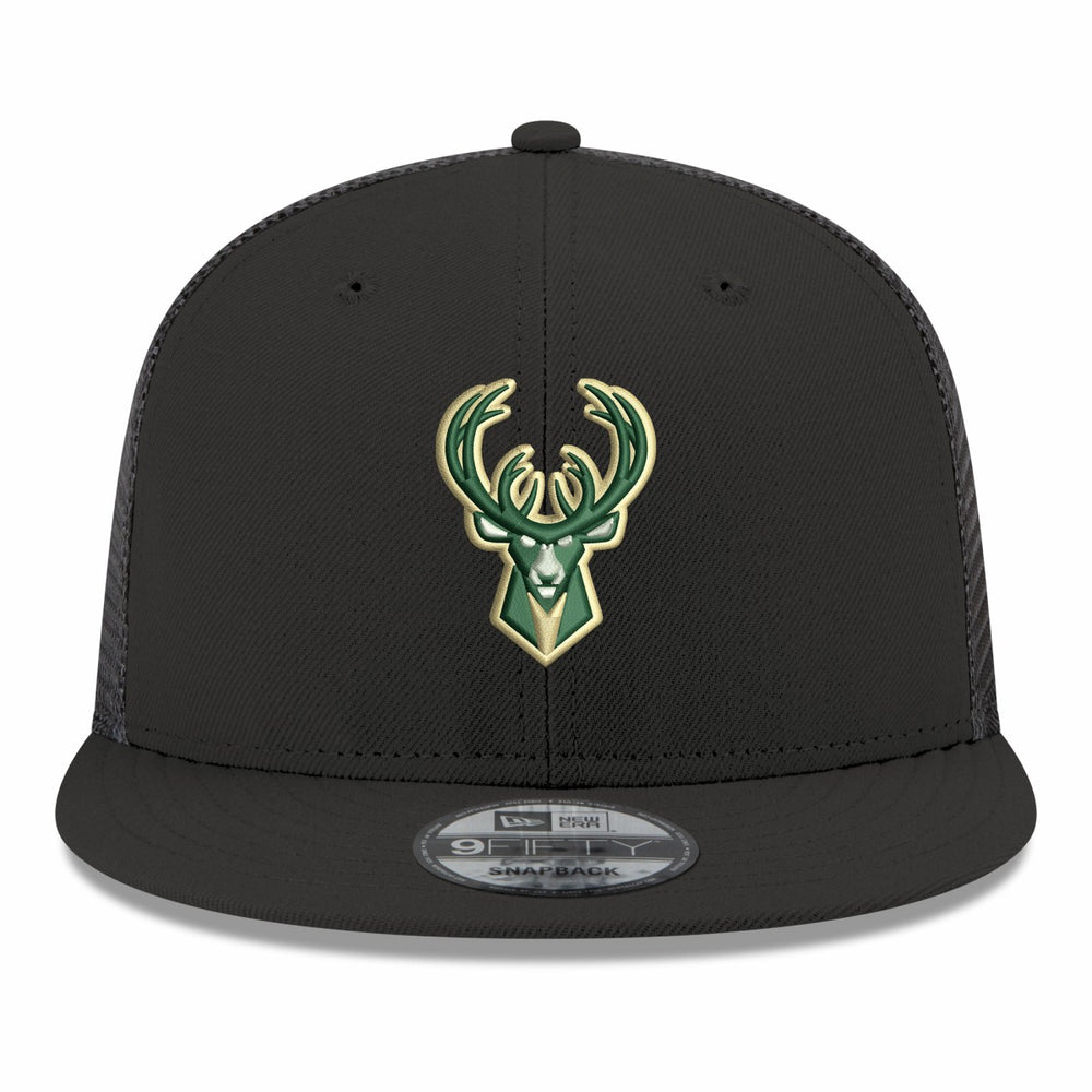 Milwaukee Bucks Core Logo Meshback 9FIFTY Snapback Hat Black