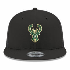 Milwaukee Bucks Core Logo Meshback 9FIFTY Snapback Hat Black