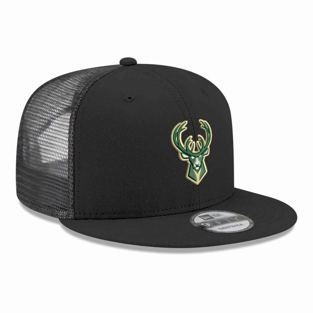 Milwaukee Bucks Core Logo Meshback 9FIFTY Snapback Hat Black