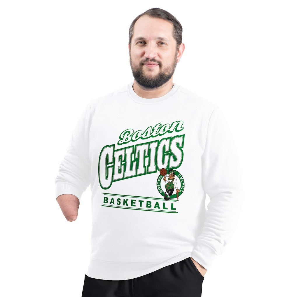 Boston Celtics G-III Sports by Carl Banks Adaptive Headliner Fleece Crewneck Sweatshirt White