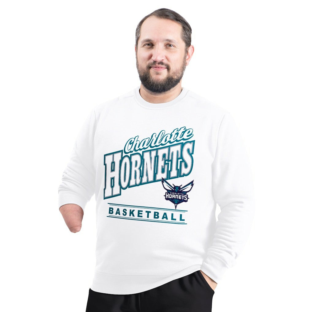 Charlotte Hornets G-III Sports by Carl Banks Adaptive Headliner Fleece Crewneck Sweatshirt White