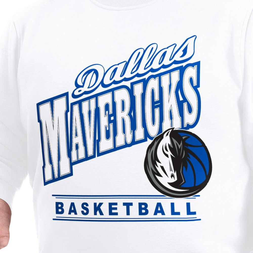 Dallas Mavericks G-III Sports by Carl Banks Adaptive Headliner Fleece Crewneck Sweatshirt White