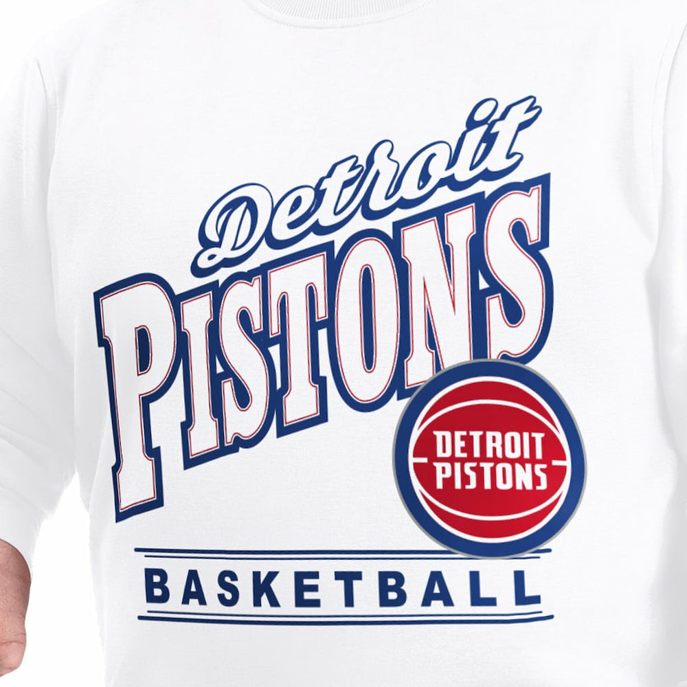 Detroit Pistons G-III Sports by Carl Banks Adaptive Headliner Fleece Crewneck Sweatshirt White