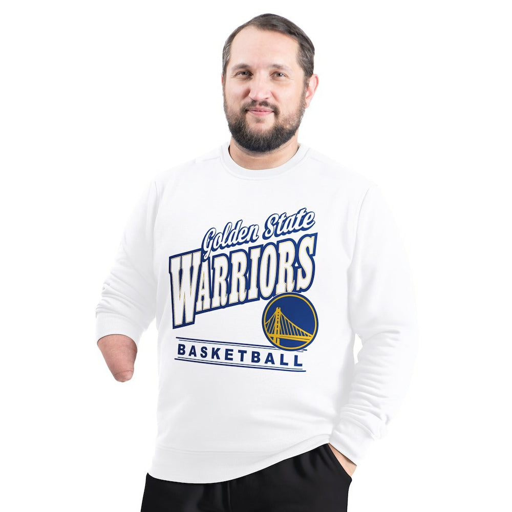 Golden State Warriors G-III Sports by Carl Banks Adaptive Headliner Fleece Crewneck Sweatshirt White