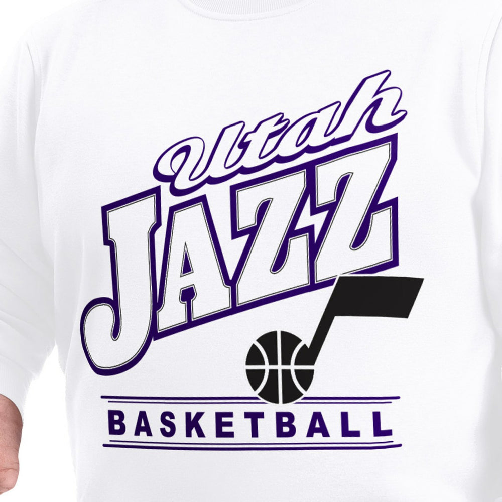 Utah Jazz G-III Sports by Carl Banks Adaptive Headliner Fleece Crewneck Sweatshirt White