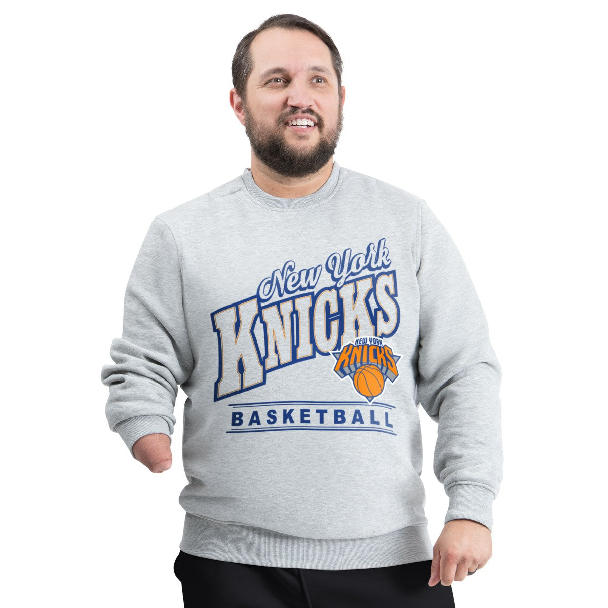 New York Knicks G-III Sports by Carl Banks Adaptive Headliner Fleece Crewneck Sweatshirt Gray