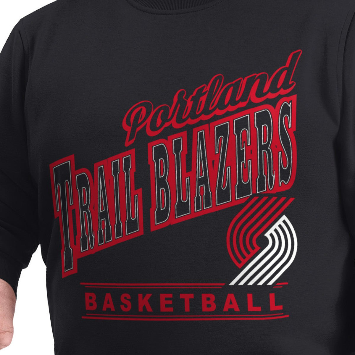 Portland Trail Blazers G-III Sports by Carl Banks Adaptive Headliner Fleece Crewneck Sweatshirt Black