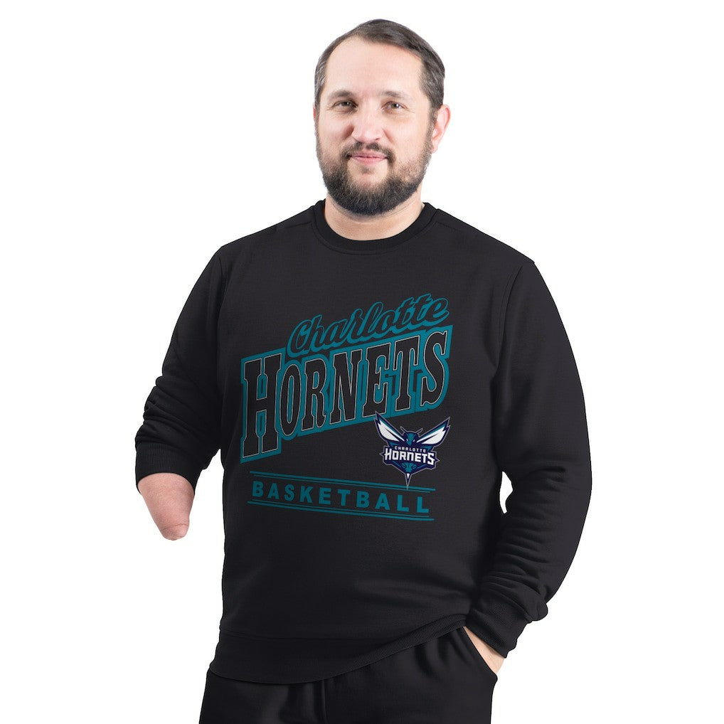 Charlotte Hornets G-III Sports by Carl Banks Adaptive Headliner Fleece Crewneck Sweatshirt Black