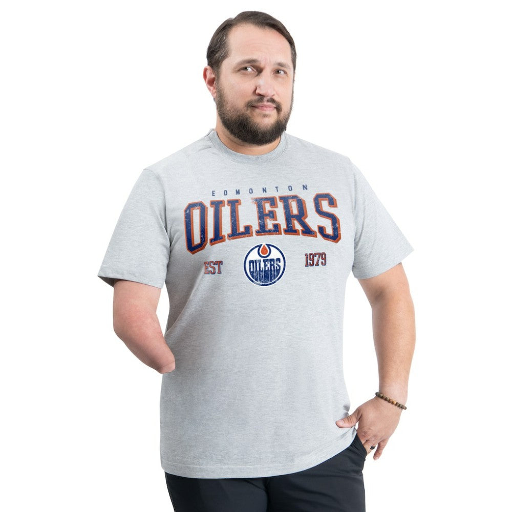 NHL Edmonton Oilers G-III Sports by Carl Banks Adaptive Classic Team Graphic T-Shirt - Gray