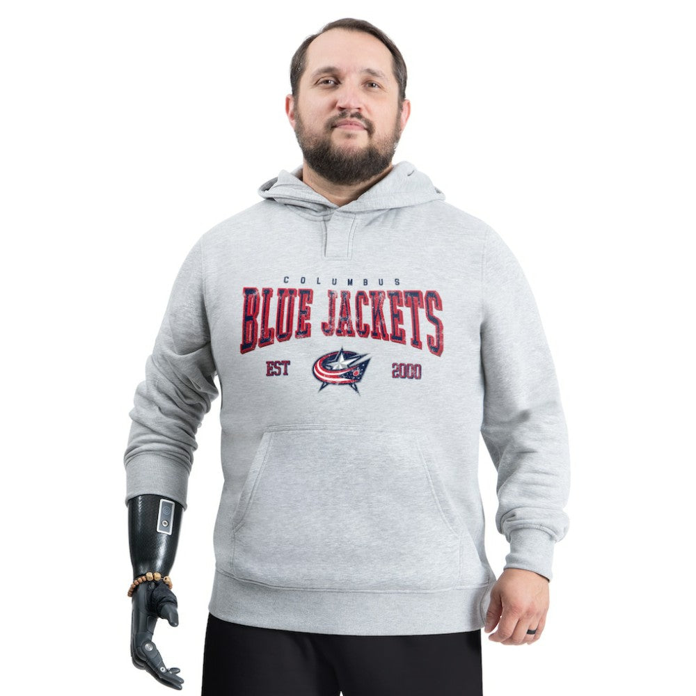 NHL Columbus Blue Jackets G-III Sports by Carl Banks Adaptive Classic Team Spirit Fleece Hoodie - Gray