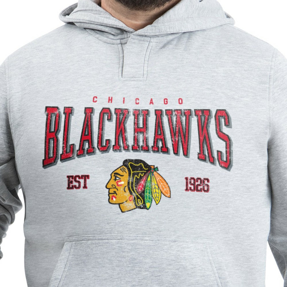 NHL Chicago Blackhawks G-III Sports by Carl Banks Adaptive Classic Team Spirit Fleece Hoodie - Gray