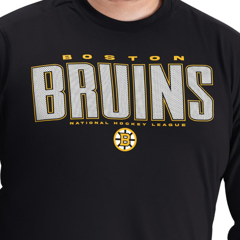 NHL Boston Bruins G-III Sports by Carl Banks Adaptive Mesh Effect Long Sleeve T-Shirt - Black