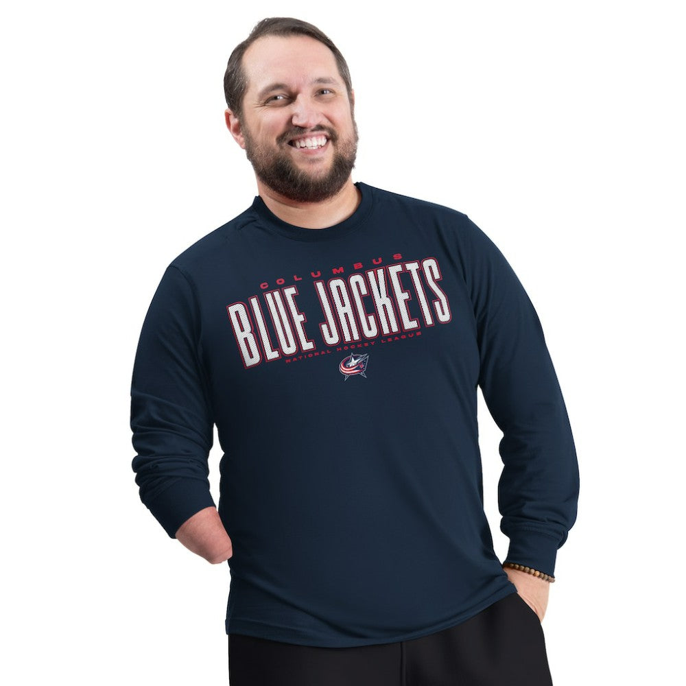 NHL Columbus Blue Jackets G-III Sports by Carl Banks Adaptive Mesh Effect Long Sleeve T-Shirt - Navy