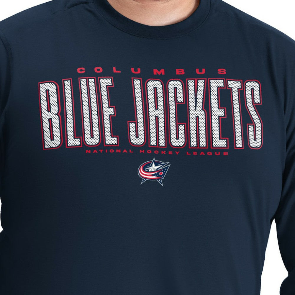 NHL Columbus Blue Jackets G-III Sports by Carl Banks Adaptive Mesh Effect Long Sleeve T-Shirt - Navy