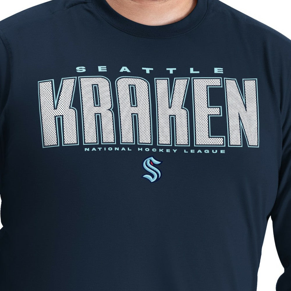 NHL Seattle Kraken G-III Sports by Carl Banks Adaptive Mesh Effect Long Sleeve T-Shirt - Deep Sea Blue