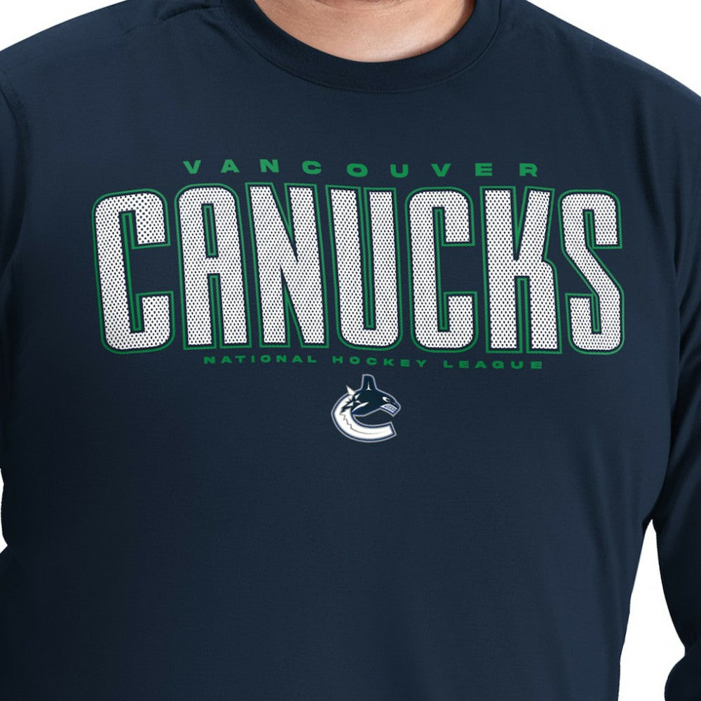 NHL Vancouver Canucks G-III Sports by Carl Banks Adaptive Mesh Effect Long Sleeve T-Shirt - Blue