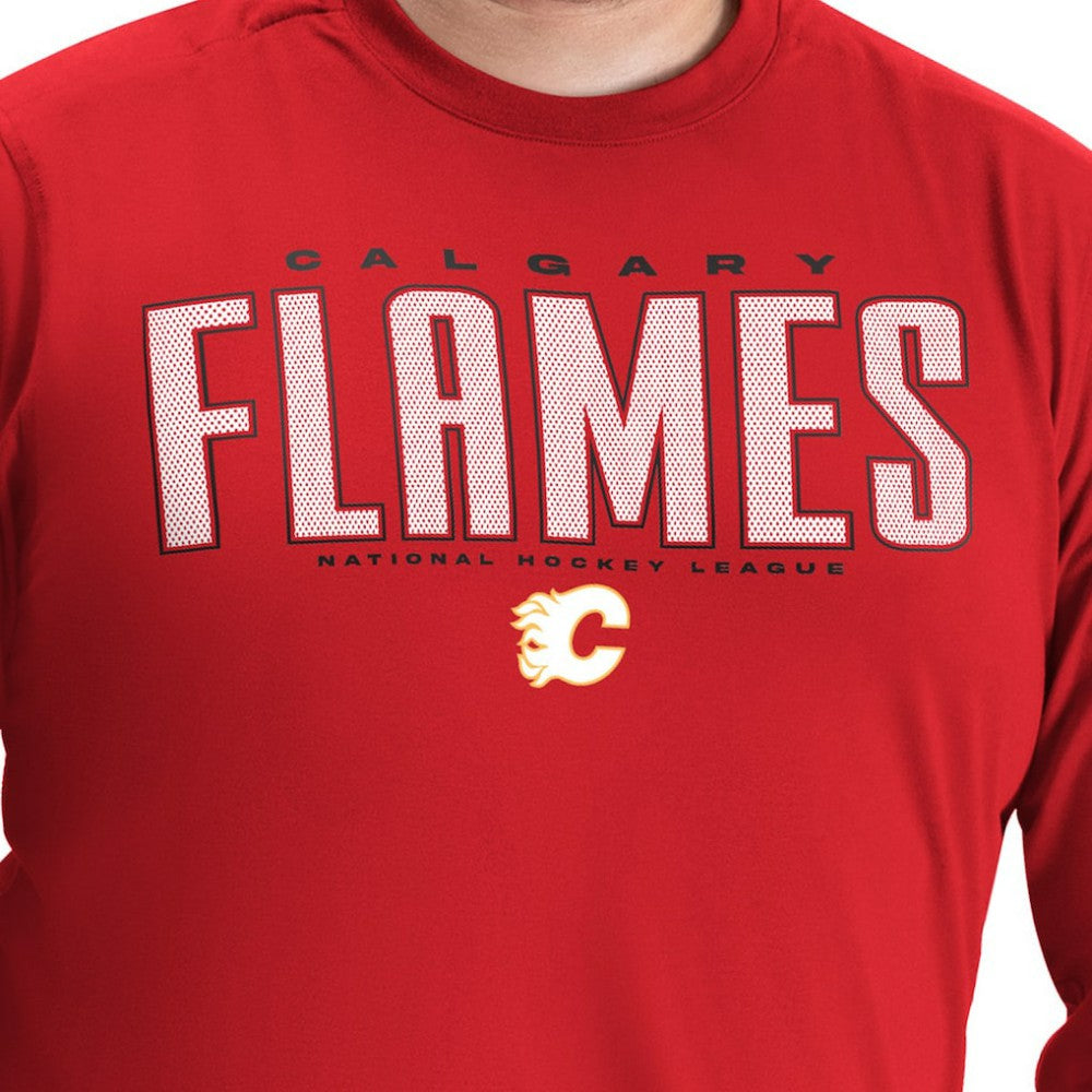 NHL Calgary Flames G-III Sports by Carl Banks Adaptive Mesh Effect Long Sleeve T-Shirt - Red
