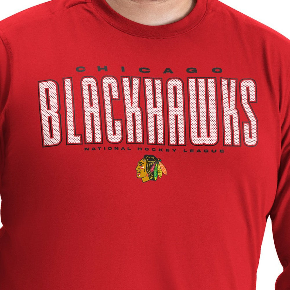 NHL Chicago Blackhawks G-III Sports by Carl Banks Adaptive Mesh Effect Long Sleeve T-Shirt - Red