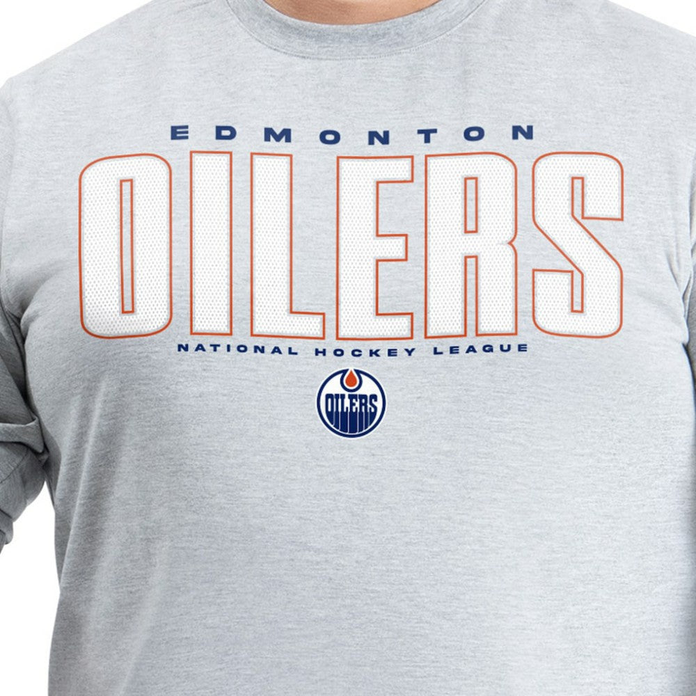 NHL Edmonton Oilers G-III Sports by Carl Banks Adaptive Mesh Effect Long Sleeve T-Shirt - Gray