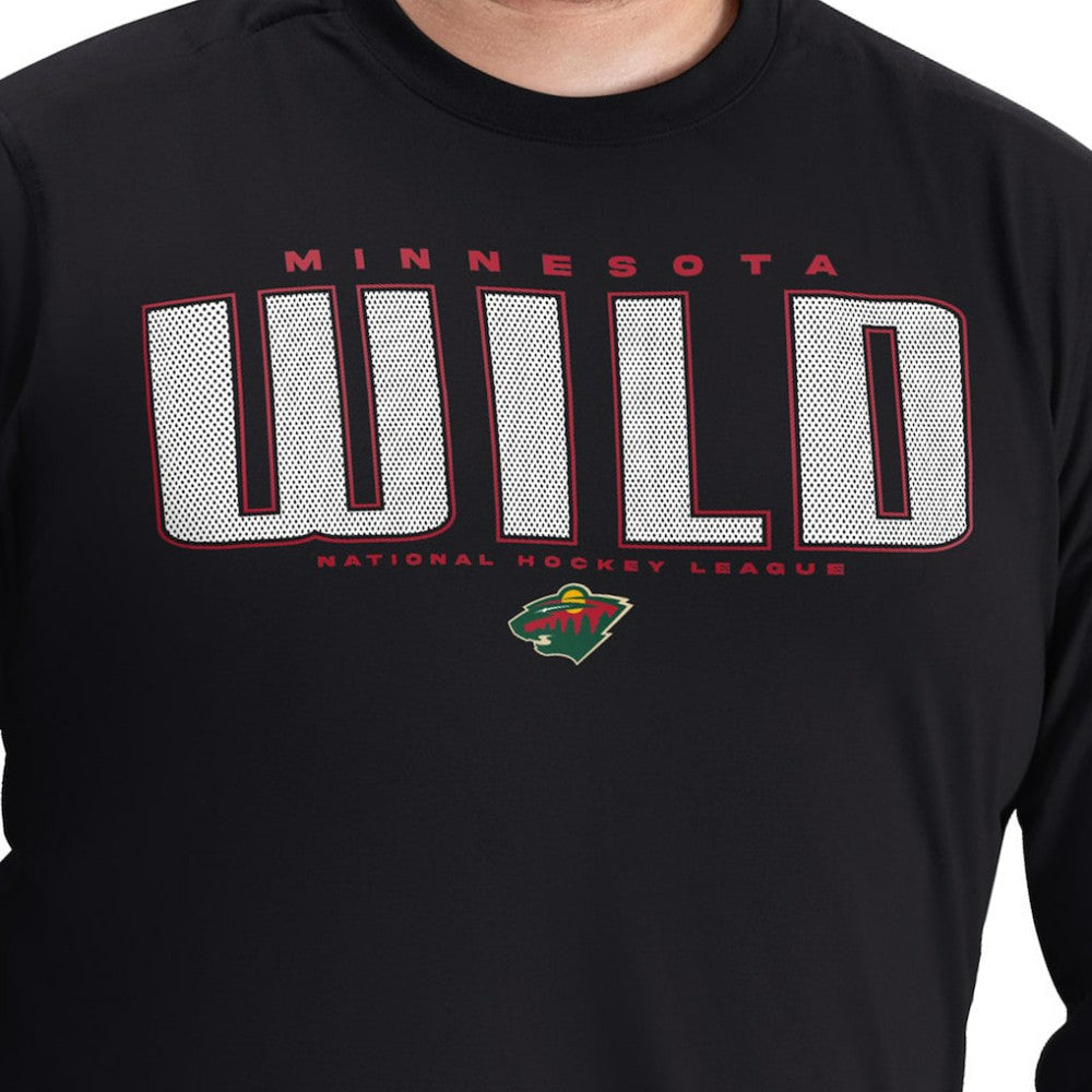 NHL Minnesota Wild G-III Sports by Carl Banks Adaptive Mesh Effect Long Sleeve T-Shirt - Black