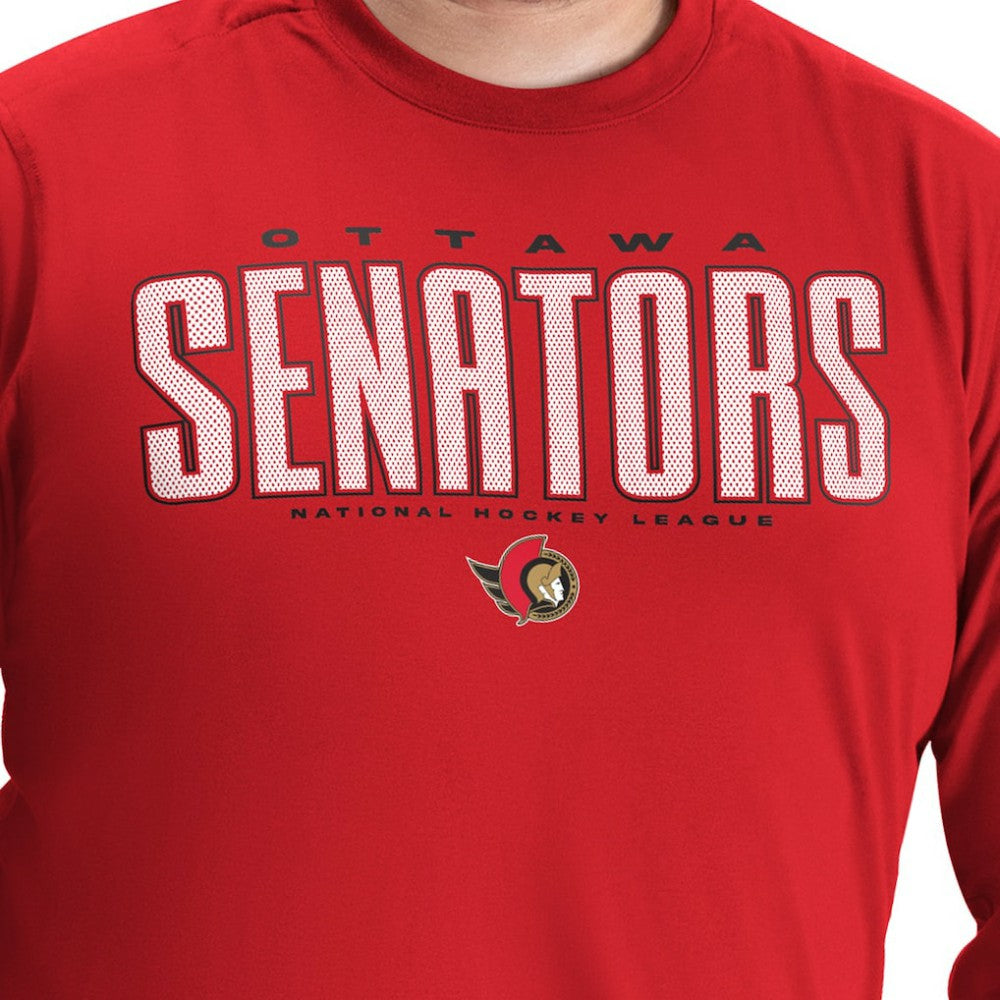 NHL Ottawa Senators G-III Sports by Carl Banks Adaptive Mesh Effect Long Sleeve T-Shirt - Red