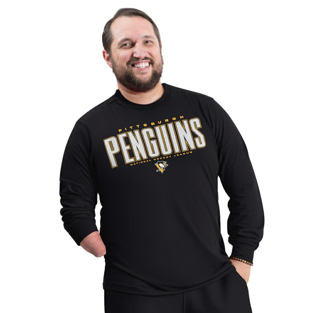 NHL Pittsburgh Penguins G-III Sports by Carl Banks Adaptive Mesh Effect Long Sleeve T-Shirt - Black