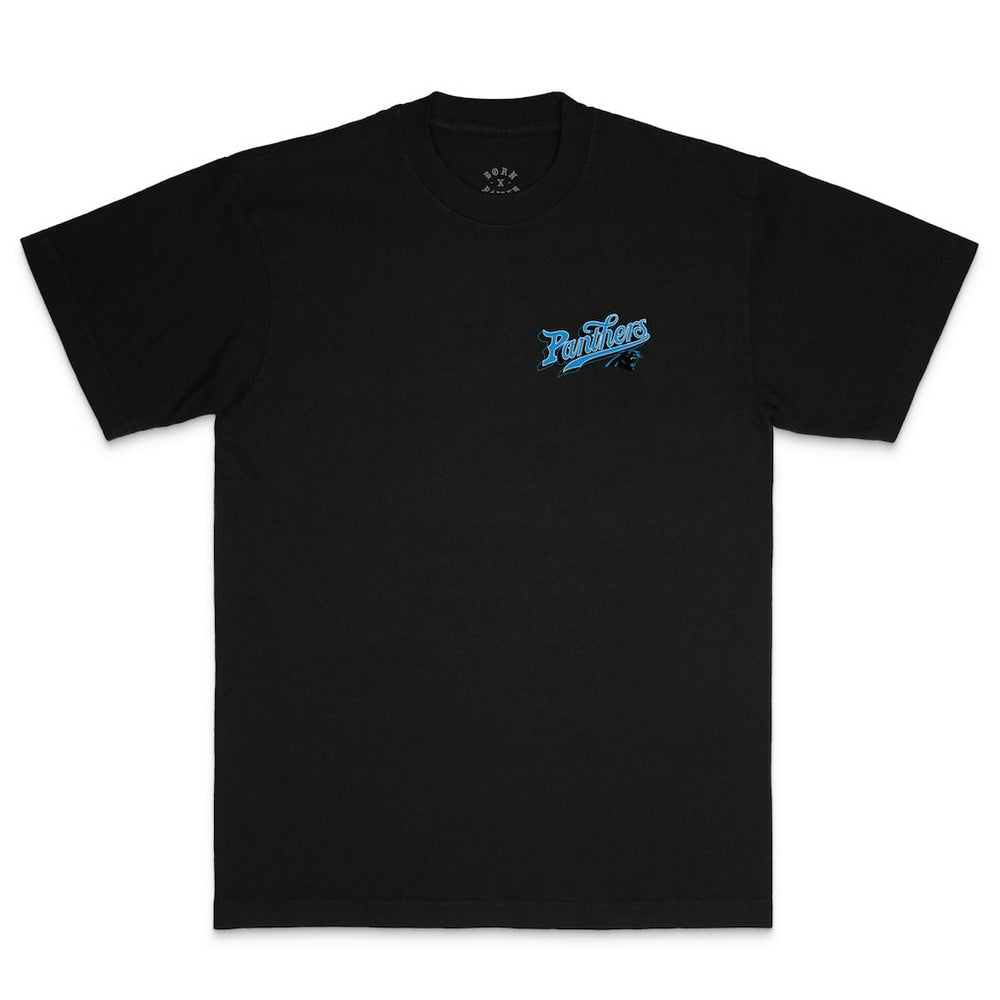 Carolina Panthers Born x Raised Unisex Pro Script T-Shirt Black