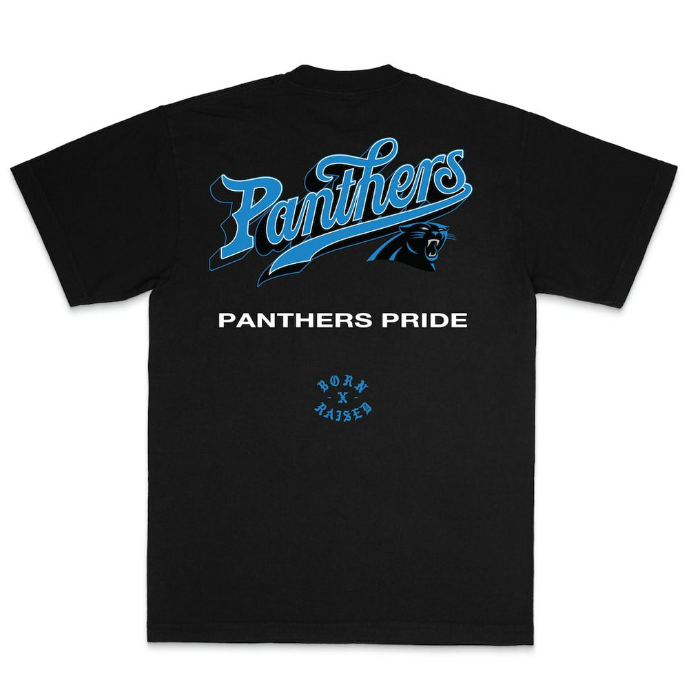 Carolina Panthers Born x Raised Unisex Pro Script T-Shirt Black