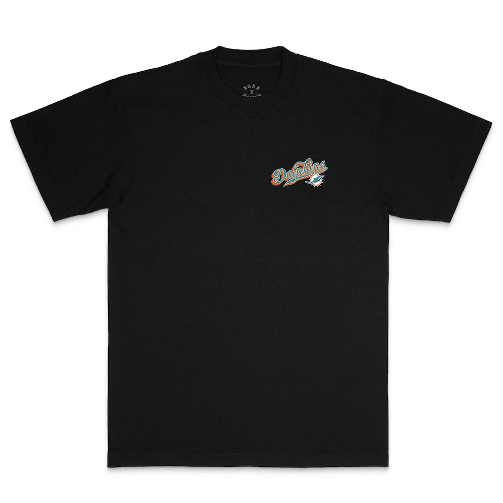 Miami Dolphins Born x Raised Unisex Pro Script T-Shirt Black