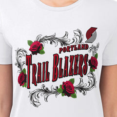 Portland Trail Blazers G-III 4Her by Carl Banks Women's Super-Slim Fit Lightweight Roses Crew Neck T-Shirt White