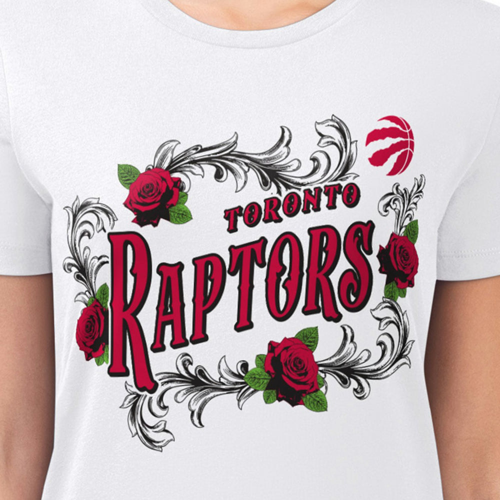 Toronto Raptors G-III 4Her by Carl Banks Women's Super-Slim Fit Lightweight Roses Crew Neck T-Shirt White