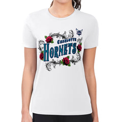 Charlotte Hornets G-III 4Her by Carl Banks Women's Super-Slim Fit Lightweight Roses Crew Neck T-Shirt White