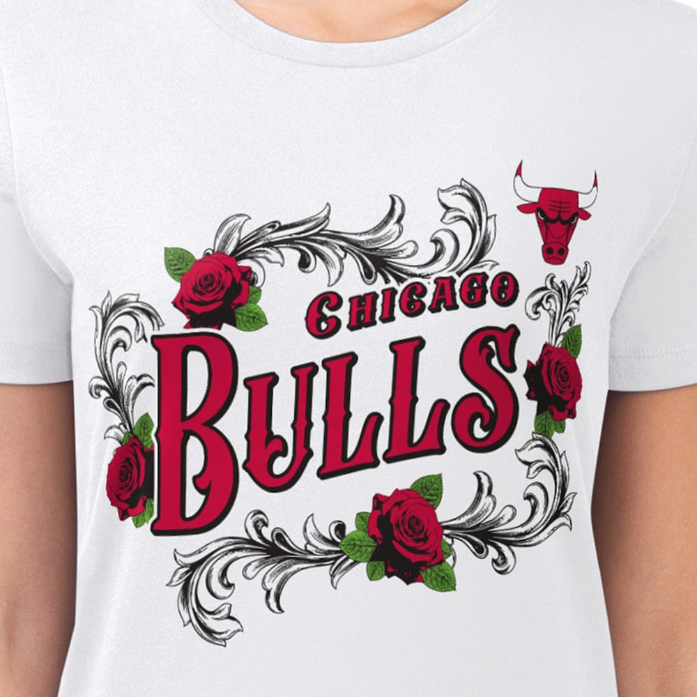 Chicago Bulls G-III 4Her by Carl Banks Women's Super-Slim Fit Lightweight Roses Crew Neck T-Shirt White