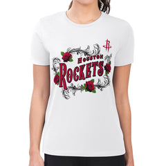 Houston Rockets G-III 4Her by Carl Banks Women's Super-Slim Fit Lightweight Roses Crew Neck T-Shirt White