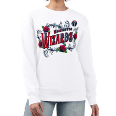Washington Wizards G-III 4Her by Carl Banks Women's Roses Fleece Tri-Blend Sweatshirt White