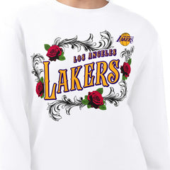 Los Angeles Lakers G-III 4Her by Carl Banks Women's Roses Fleece Tri-Blend Sweatshirt White