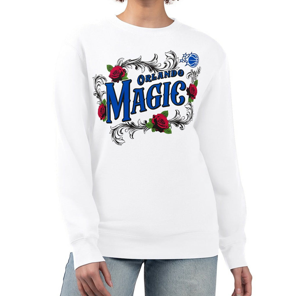 Orlando Magic G-III 4Her by Carl Banks Women's Roses Fleece Tri-Blend Sweatshirt White