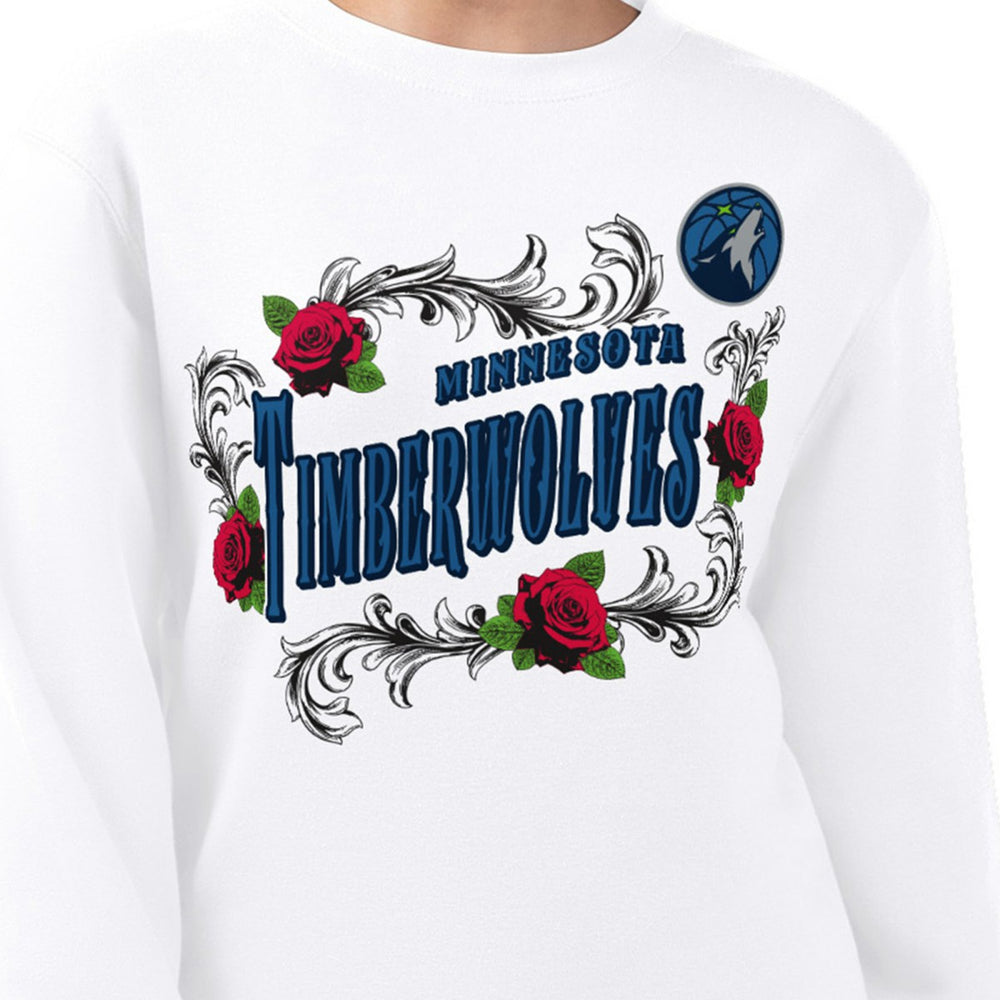 Minnesota Timberwolves G-III 4Her by Carl Banks Women's Roses Fleece Tri-Blend Sweatshirt White