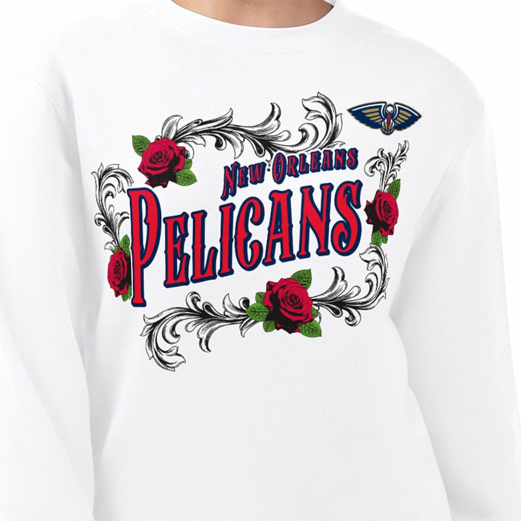 New Orleans Pelicans G-III 4Her by Carl Banks Women's Roses Fleece Tri-Blend Sweatshirt White