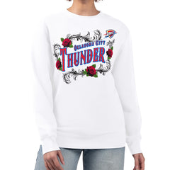 Oklahoma City Thunder G-III 4Her by Carl Banks Women's Roses Fleece Tri-Blend Sweatshirt White