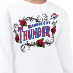 Oklahoma City Thunder G-III 4Her by Carl Banks Women's Roses Fleece Tri-Blend Sweatshirt White