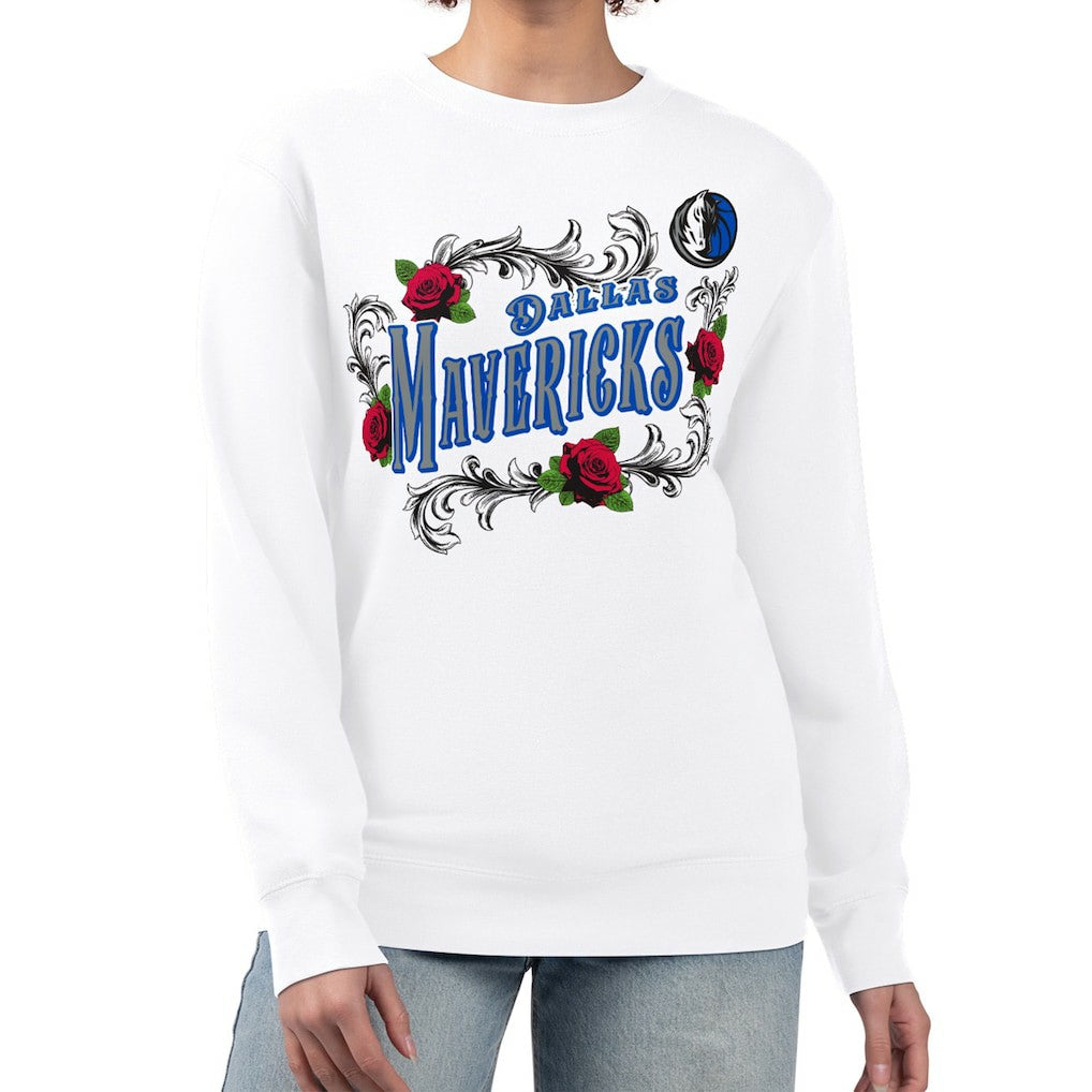 Dallas Mavericks G-III 4Her by Carl Banks Women's Roses Fleece Tri-Blend Sweatshirt White