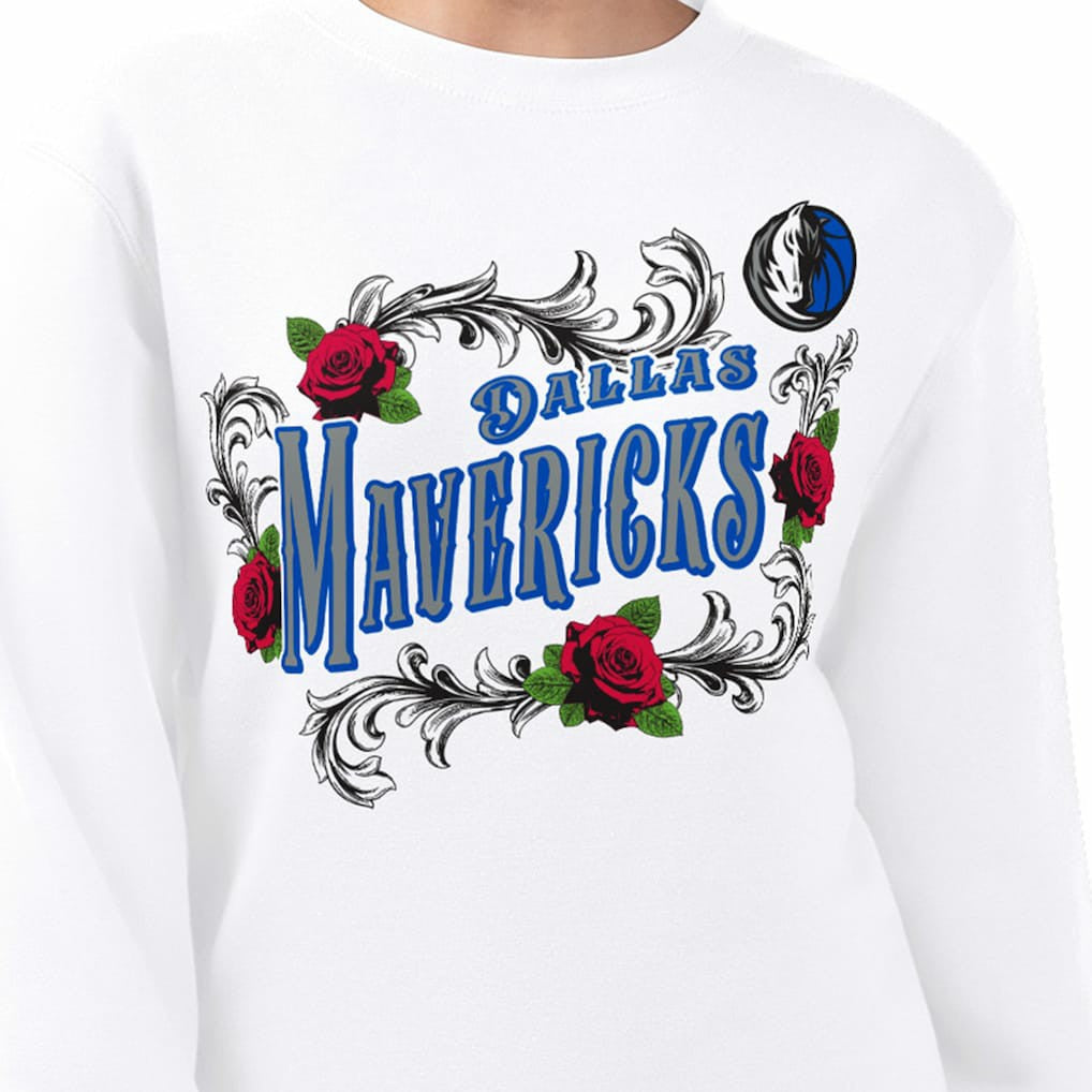 Dallas Mavericks G-III 4Her by Carl Banks Women's Roses Fleece Tri-Blend Sweatshirt White