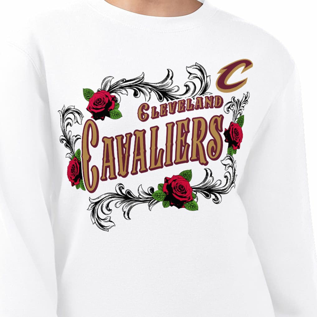 Cleveland Cavaliers G-III 4Her by Carl Banks Women's Roses Fleece Tri-Blend Sweatshirt White