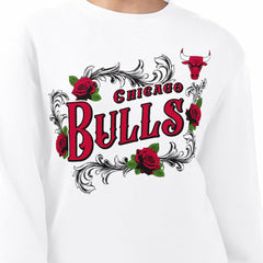 Chicago Bulls G-III 4Her by Carl Banks Women's Roses Fleece Tri-Blend Sweatshirt White