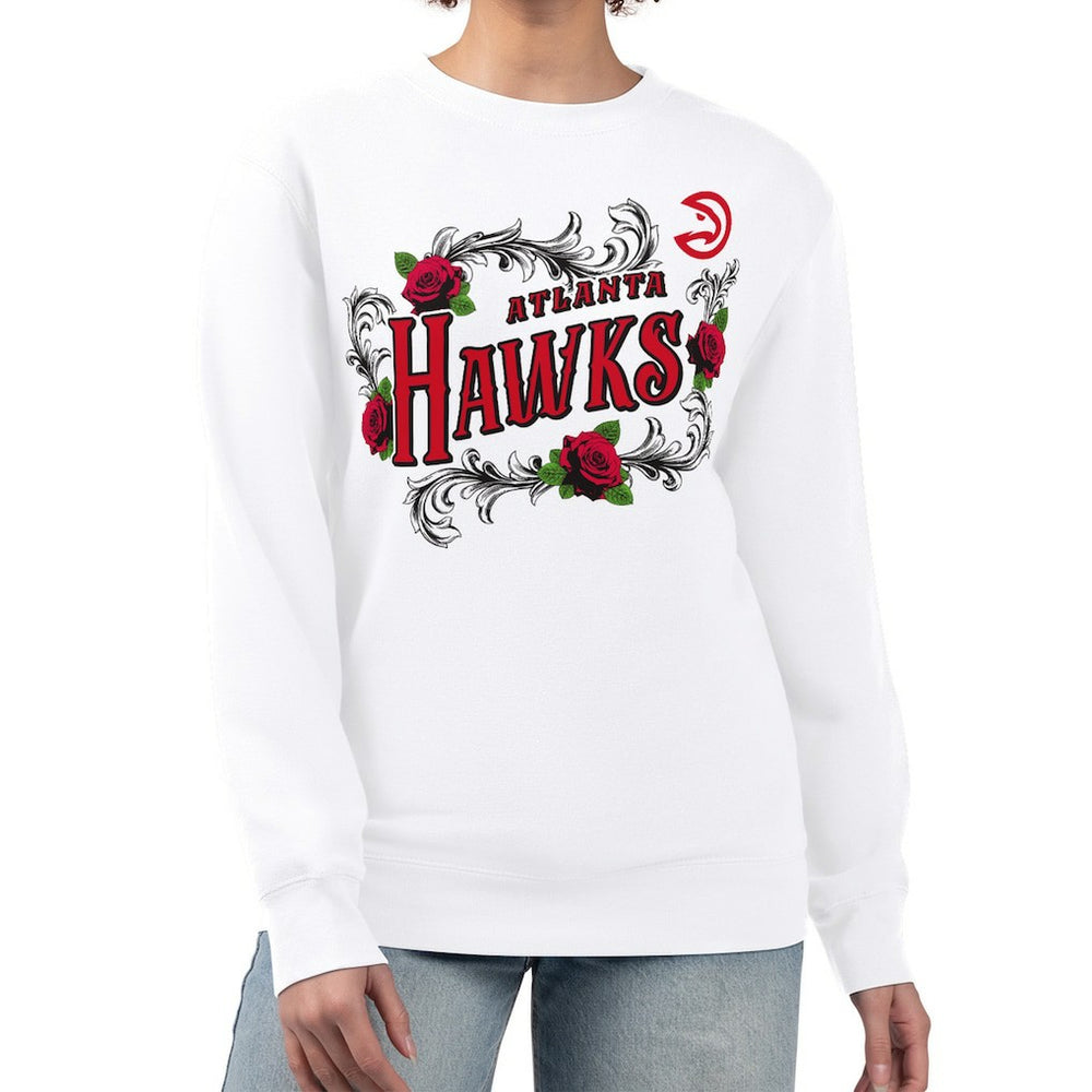 Atlanta Hawks G-III 4Her by Carl Banks Women's Roses Fleece Tri-Blend Sweatshirt White