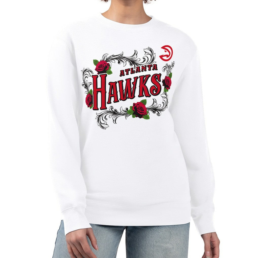 Atlanta Hawks G-III 4Her by Carl Banks Women's Roses Fleece Tri-Blend Sweatshirt White