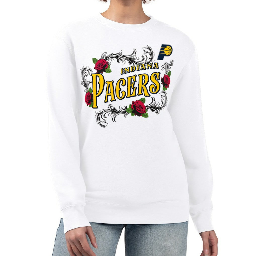 Indiana Pacers G-III 4Her by Carl Banks Women's Roses Fleece Tri-Blend Sweatshirt White