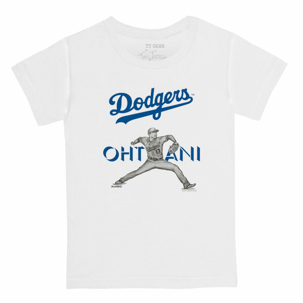Shohei Ohtani Los Angeles Dodgers Tiny Turnip Youth Pitch Graphic T-Shirt - White T-shirts