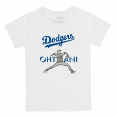 Shohei Ohtani Los Angeles Dodgers Tiny Turnip Youth Pitch Graphic T-Shirt - White T-shirts